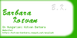 barbara kotvan business card